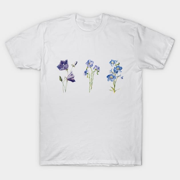 Blue/Purple Flowers T-Shirt by krisztinakoteles